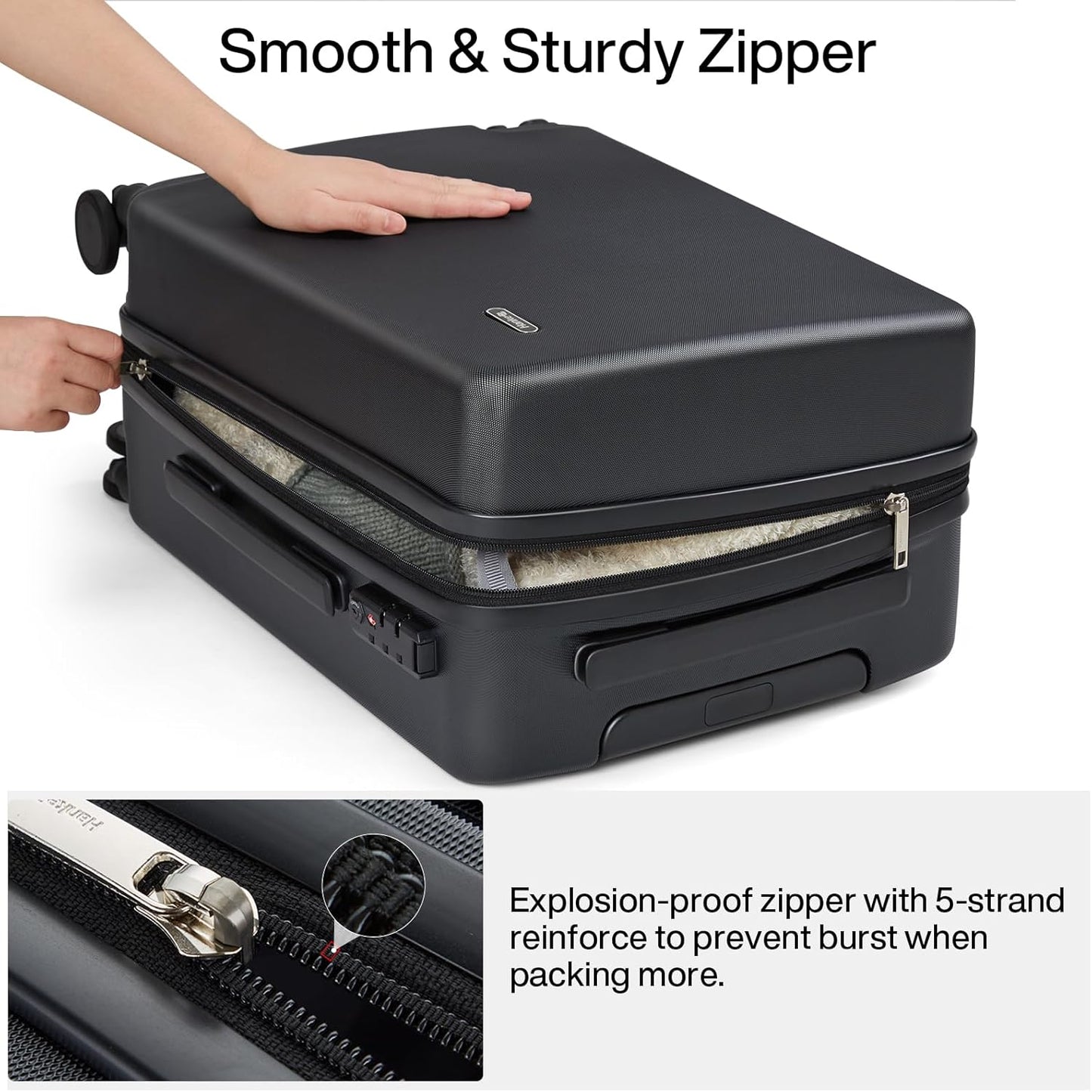 Hanke 20 Inch Hard Shell Suitcases with Spinner Wheels, Lightweight Carry On Luggage 22x14x9 Airline Approved Built-in TSA Lock, Durable Suitcase Rolling Luggage Carry-On Bag(Jet Black)