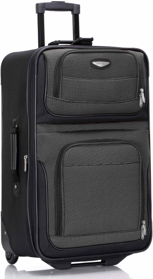 Travel Select Amsterdam 25-Inch Softside Expandable Rolling Upright Luggage, Lightweight 2-Wheel Suitcase with Push-Button Handle, Gray