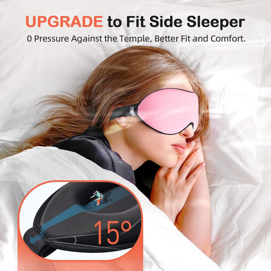 INNELO Sleep Mask for Side Sleeper, Eye Mask Sleeping Women Men, 100% Light Blocking 3D Contoured Cup Sleeping Mask Soft No Eye Pressure Cover Blindfold Night Shade for Travel Nap Yoga, Pink