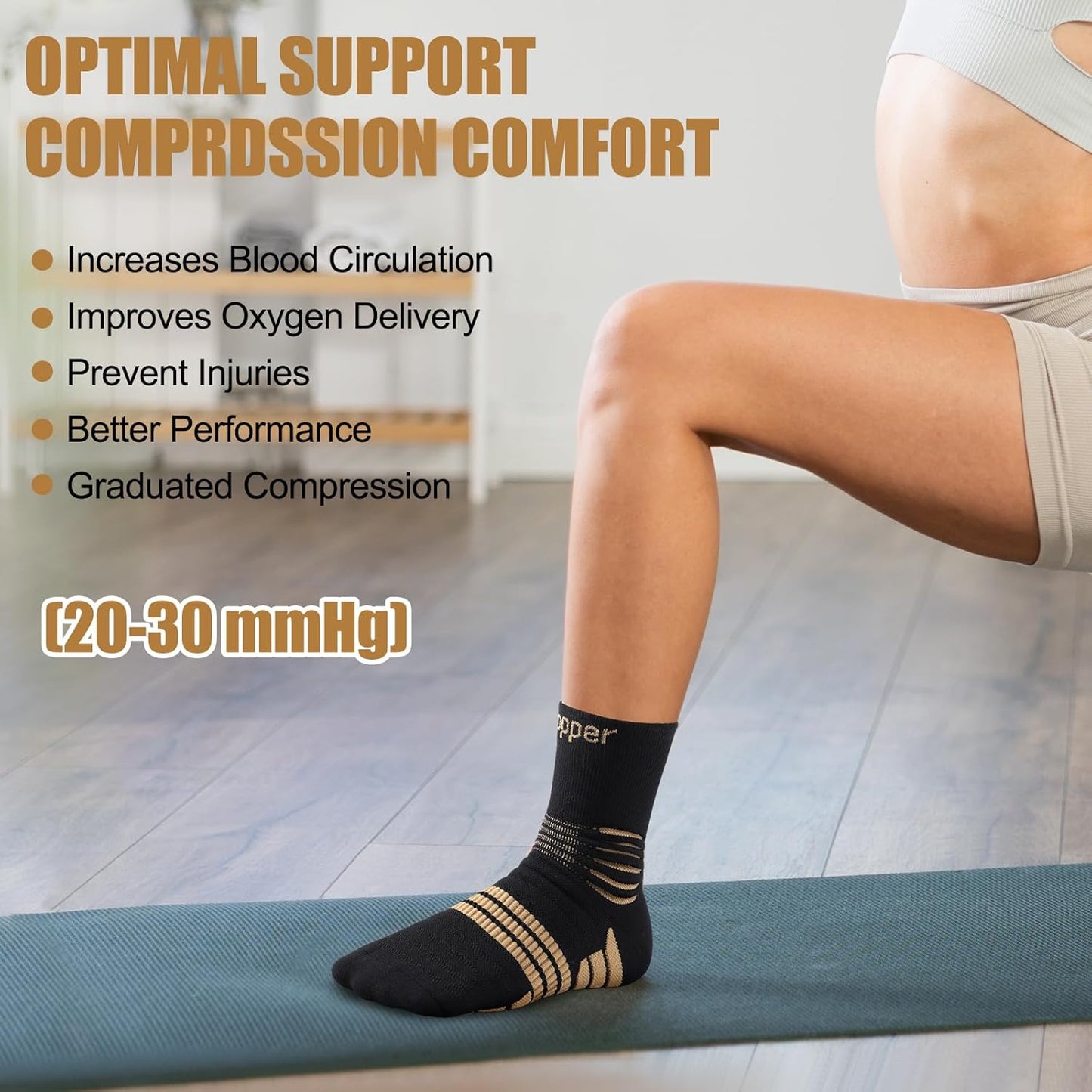 NEENCA Professional Copper Compression Socks, Medical Ankle Support Socks for Injuries Recovery & Pain Relief, Women & Men Circulation, Swelling, Runner, Travel, Pregnancy, Flyingâ1 Pair, 20-30 mmHg
