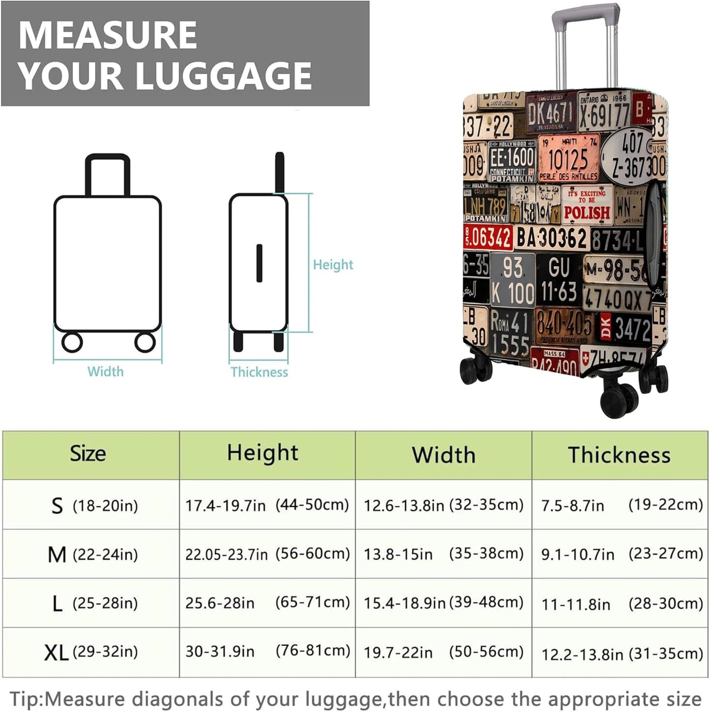 Travel Luggage Cover Suitcase Protector Fits 18-32 Inch Wheel Covers PatternedTravel Related Items Flower Luggage Protector Elastic S