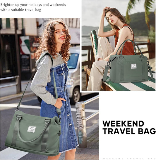 Travel Duffel Bag, Sports Tote Gym Bag, Shoulder Weekender Overnight Bag for Women