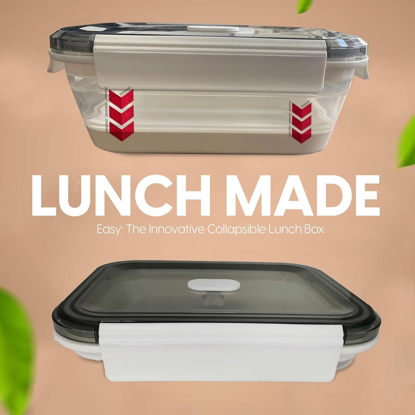 A MILLI Collapsible Lunch Box- Foldable Silicone Food Containers, Tupper ware boxes, Folding, Microwave Safe, Freezer Safe, Dishwasher Safe -Set Of 2