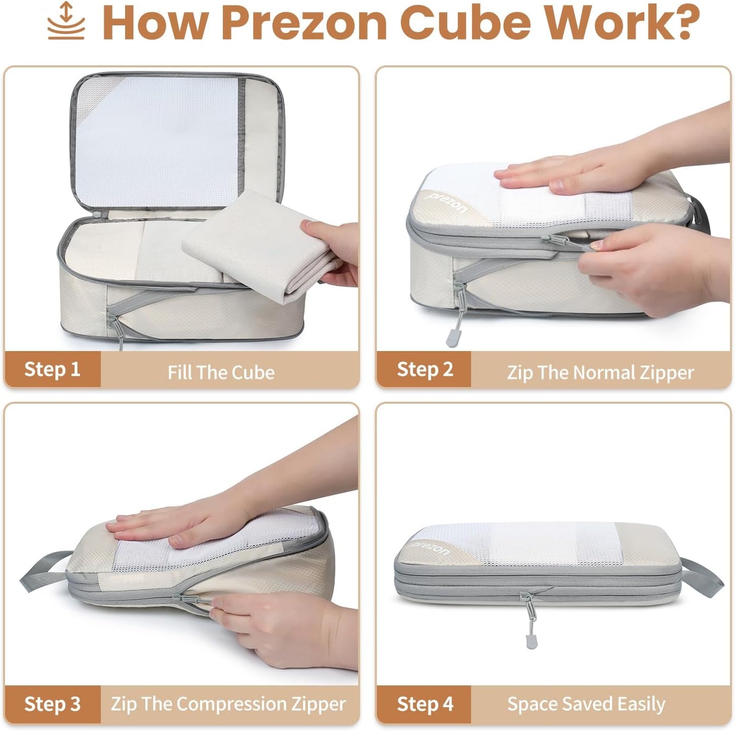 8 Set/6 Set/4 Set Compression Packing Cubes for Travel, Lightweight Vacation Travel Essentials, Travel Accessories for Suitcase Organizer Bags Set, Durable Luggage Organizer