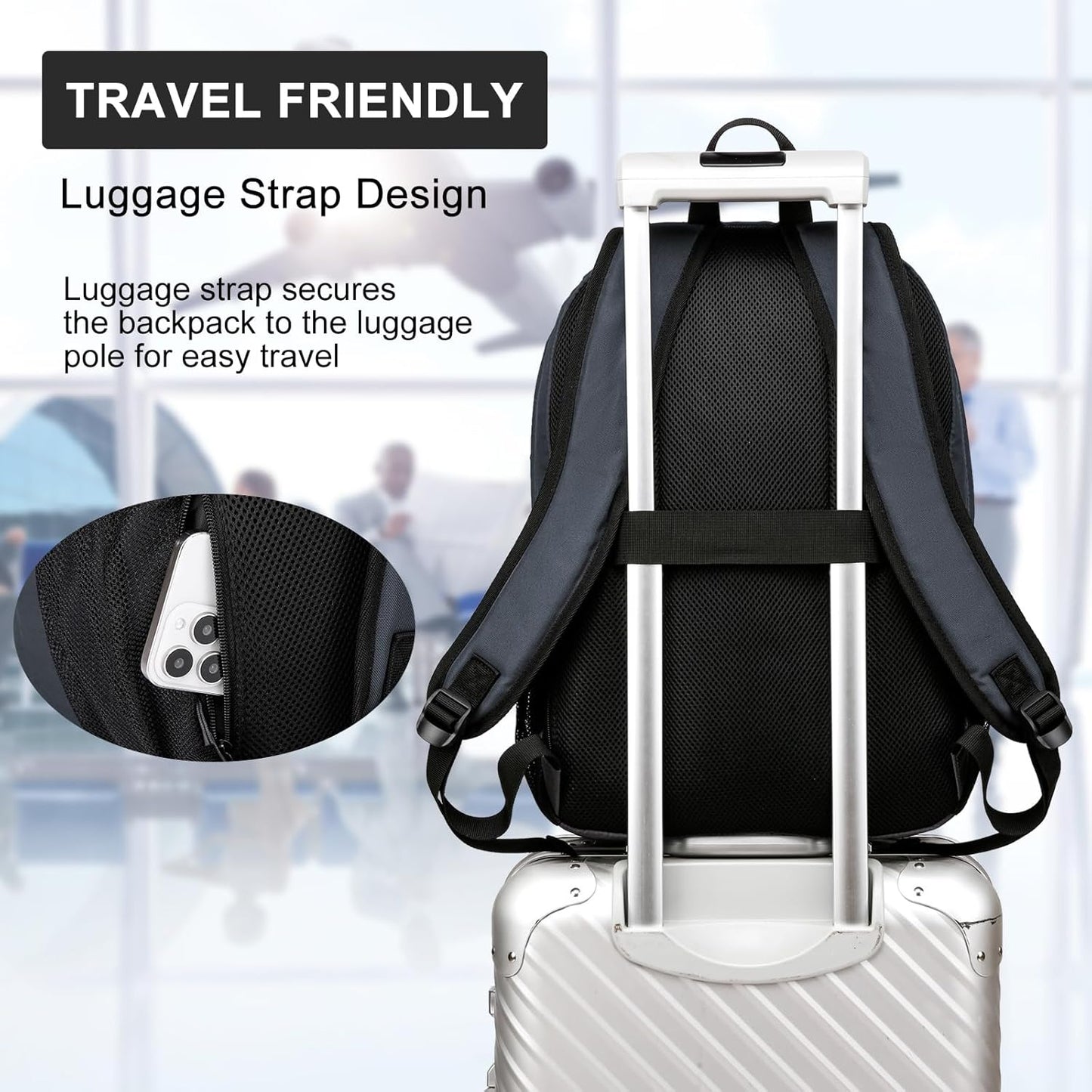 School Backpack for Teen Boys & Girls - 8 Compartments Water Resistant Bookbag with Large Laptop Sleeve | 15.6 Inch Anti-Theft College Student Backpack, Black