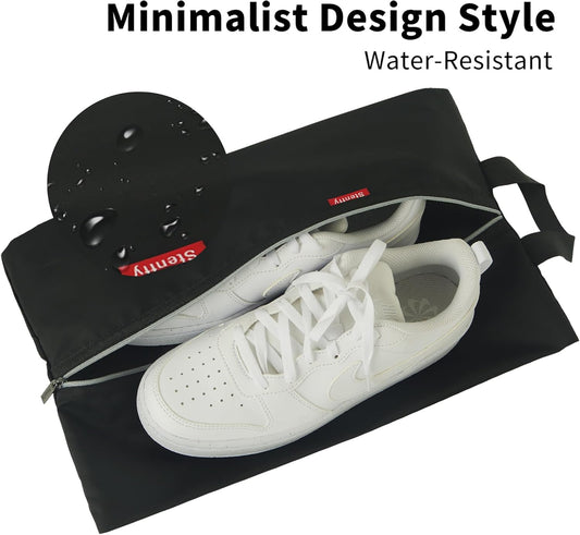 6pcs Portable Shoe Organizer, Travel Pouches with Zipper, Golf Shoe Bags, Clothes Bags, Soccer Cleats Bag Shoe Pouch for Gym, Waterproof, Odor-Resistant (Black)