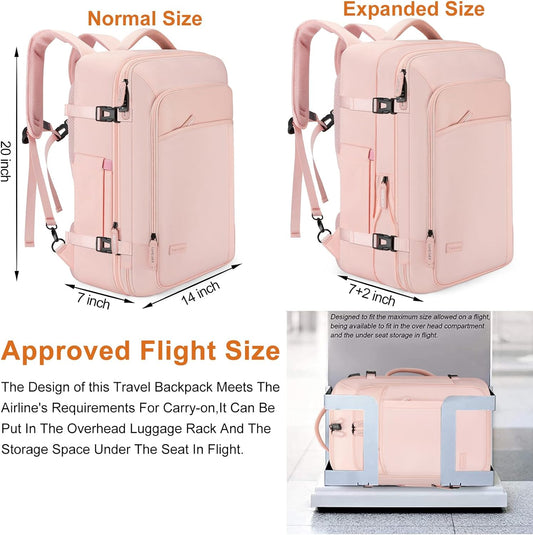 Travel Laptop Backpack,42L Carry on Luggage, Flight Approved Expandable Backpack,Business Anti Theft Weekender Bags for Women Men, Water Resistant Expandable Backpacks With 4 Packing Cubes