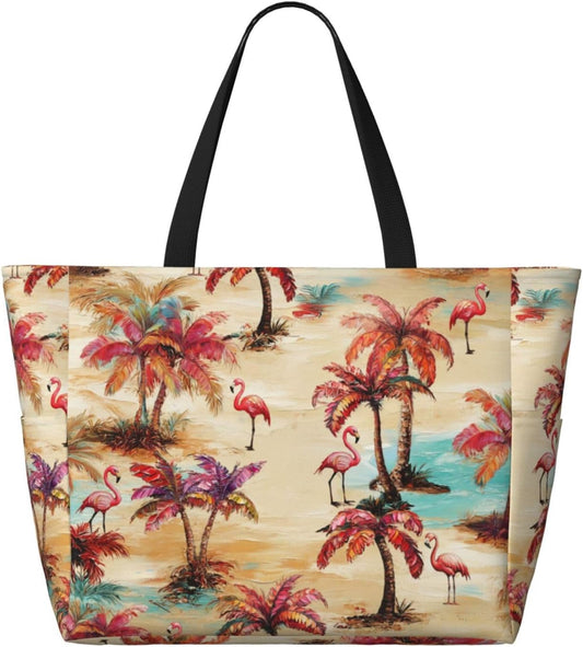 Beach Bag for Women Beach Tote Bag Waterproof Sandproof Large Bags with Zipper Big Capacity for Vacation Travel