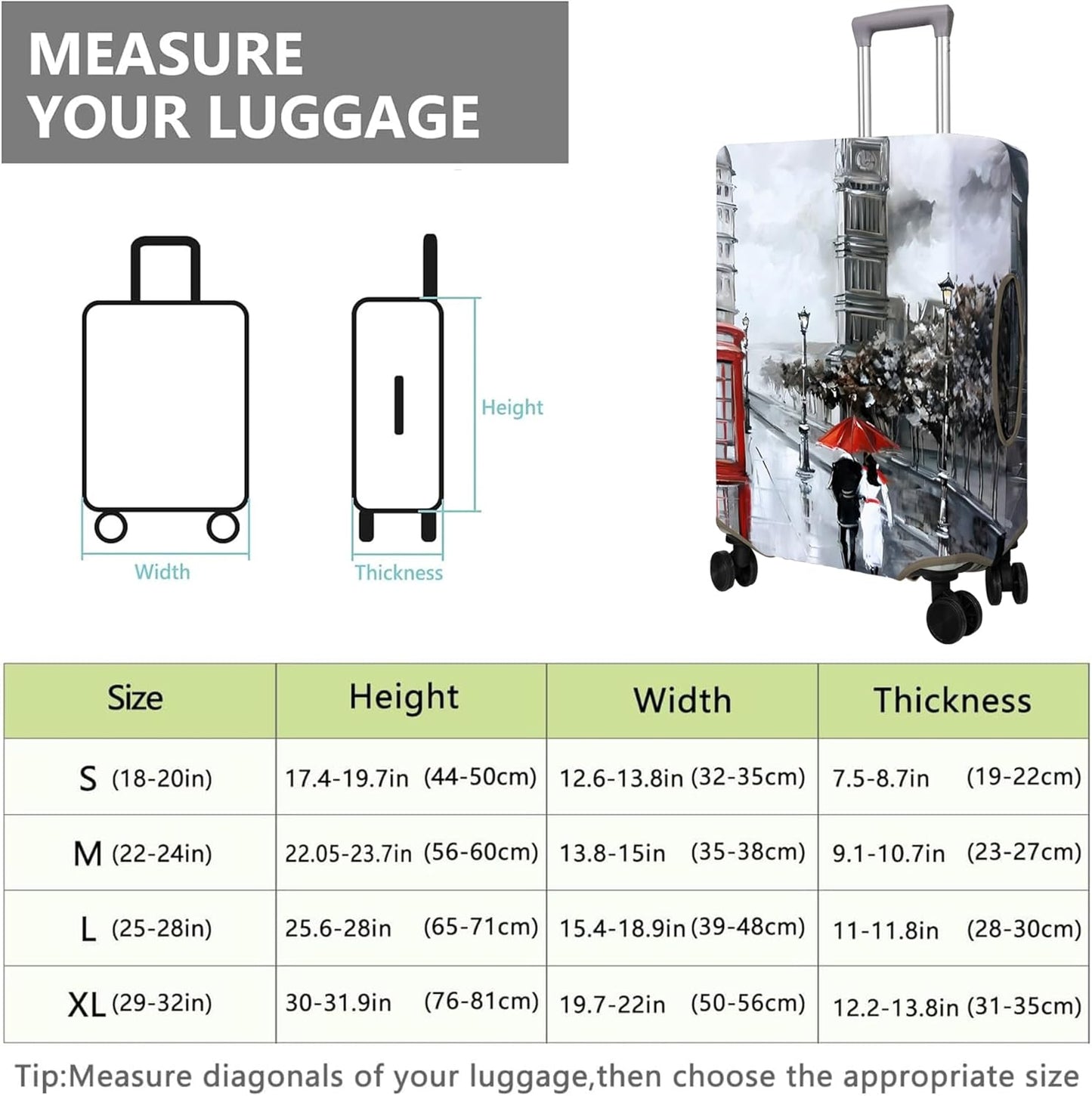 Travel Luggage Cover Suitcase Protector Fits 18-32 Inch Wheel Covers PatternedTravel Related Items Flower Luggage Protector Elastic L
