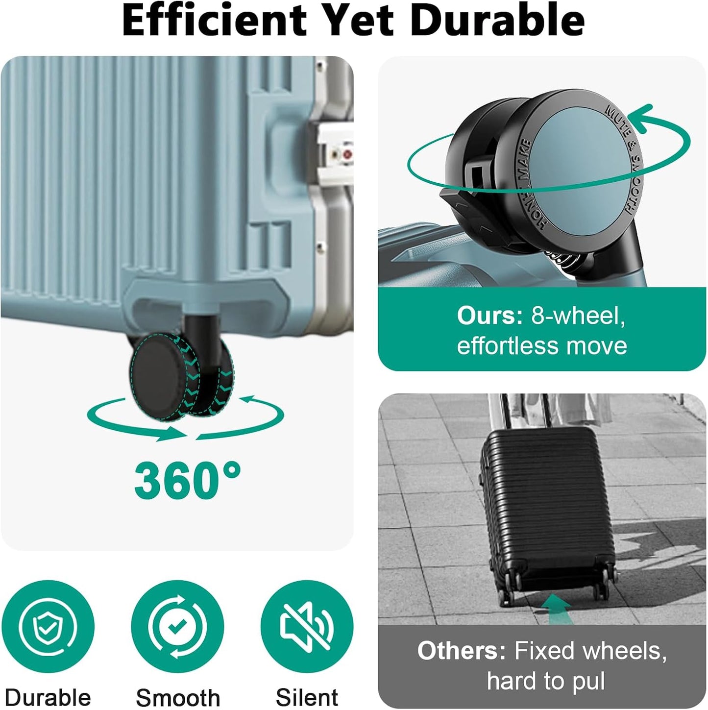 Hard Shell Luggage 20 Inch Travel Luggage, 22x14x9 Airline Approved with TSA Lock, PC+ABS Aluminum Frame, Lightweight Travel Luggage 20'' 24'' 26''Carry-On (upgraded blue, 20 inch)