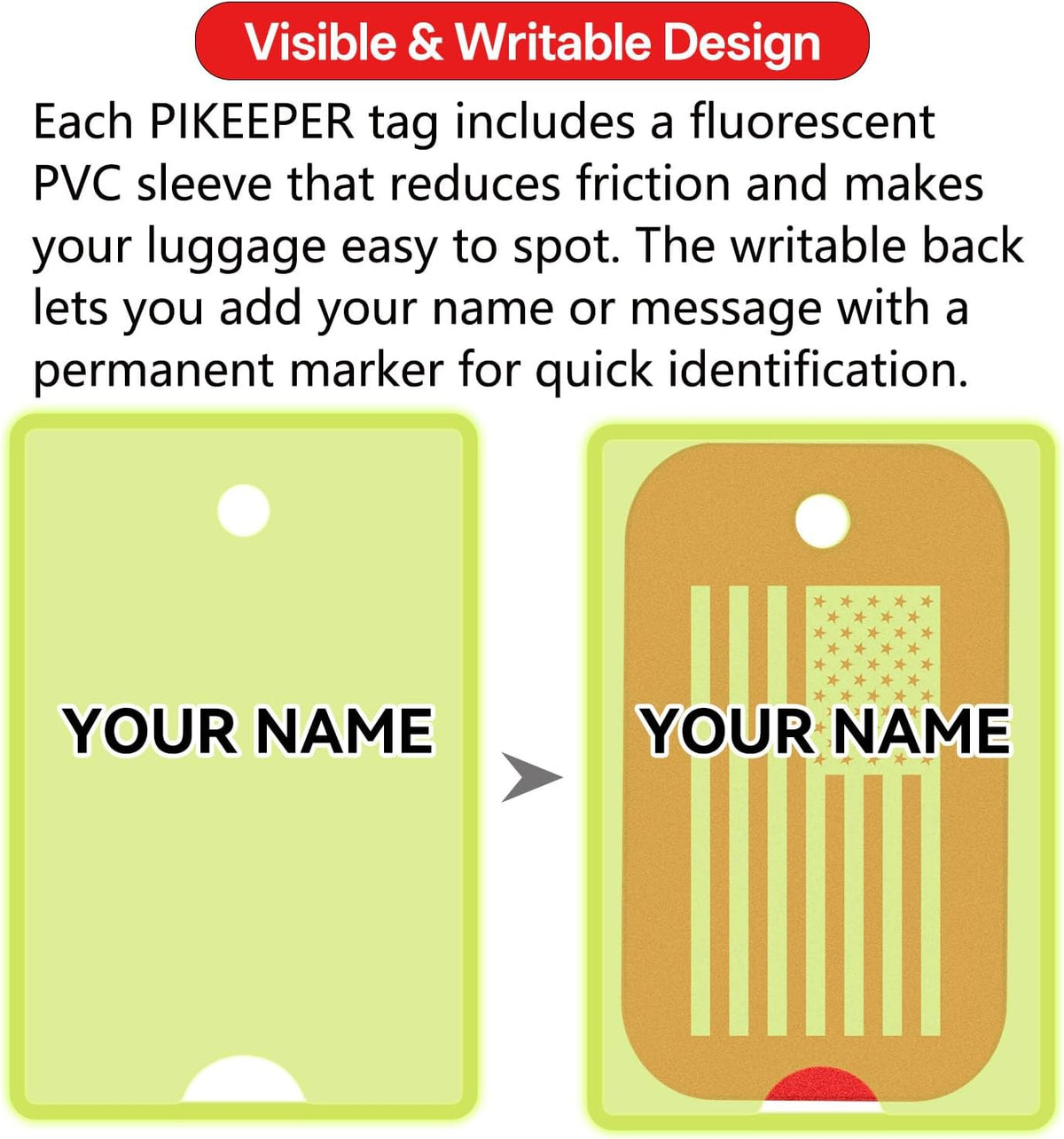 Engraved Aluminum Luggage Tag, American Flag Suitcase ID Tag with Smart QR Code for Lost & Found, Shows Scanner’s Location When Scanned, Privacy-Protected Travel Bag Tag (2 Pack)