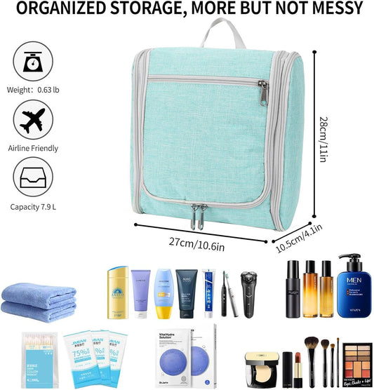 Della Gao Travel Toiletry Bag for Men and Women, Bathroom Bag, Water-Resistant Nylon (L, Green)