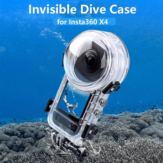 Invisible Dive Case Compatible for Insta360 X4 Dive Housing Case 50m 164ft Waterproof Case Cover Underwater Protective Shell with Bracket Accessories for Insta360 X4 Action Camera
