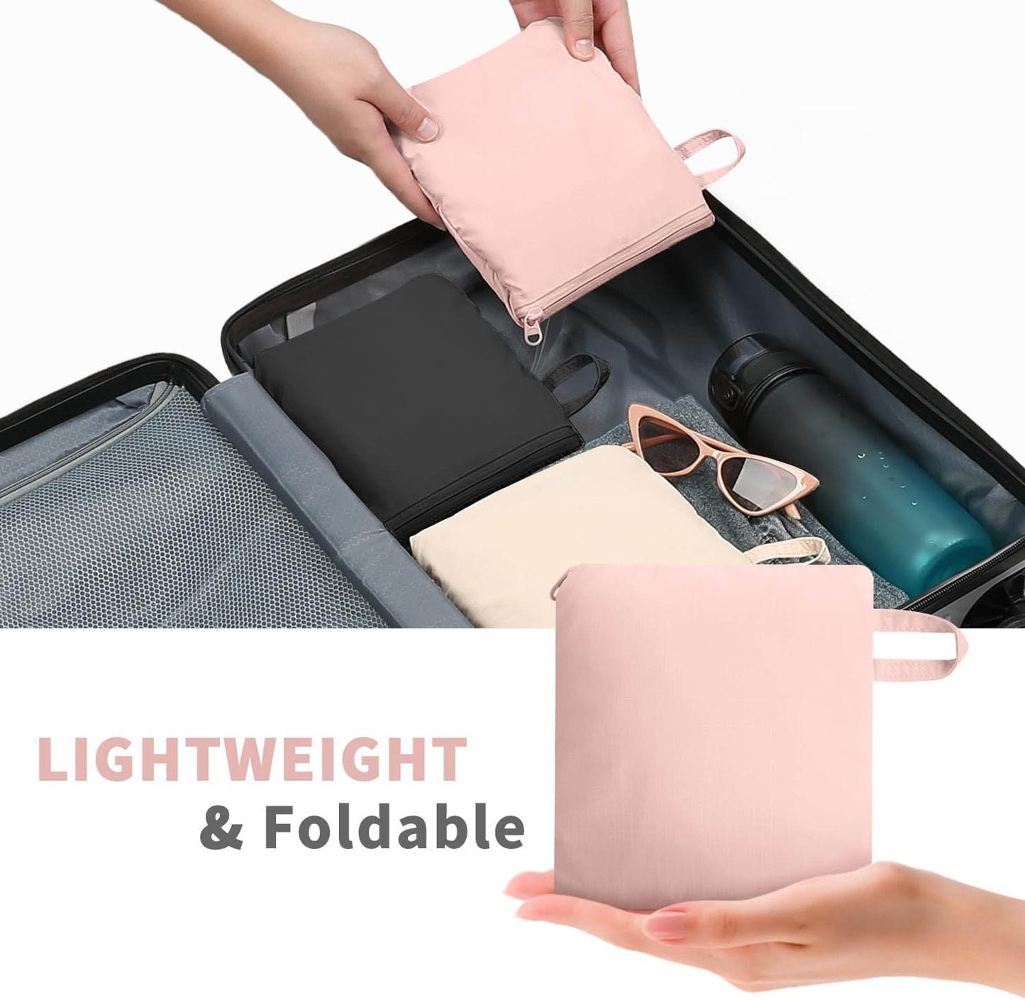 ZOMFELT Hiking Backpack for Women Men, 15L Lightweight Packable Backpack for Trip, Water Resistant Small Travel Backpacks, Foldable daypack for Hiking, Walking, Cycling, Camping, Pink