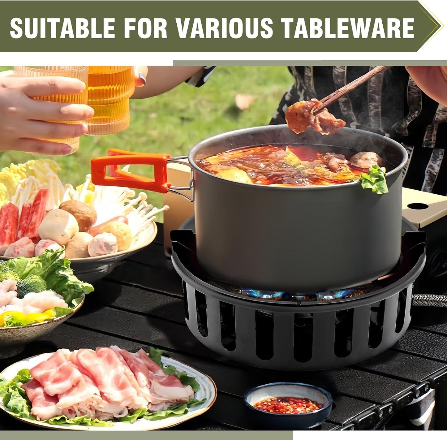 Bestfire Propane Burner, 72,000 BTU Single Burner Gas Stove for Outdoor Cooking, Windproof Camping Stove with Piezo Ignition, Extended Hose & 3 Adapters, Portable with Carrying Bag