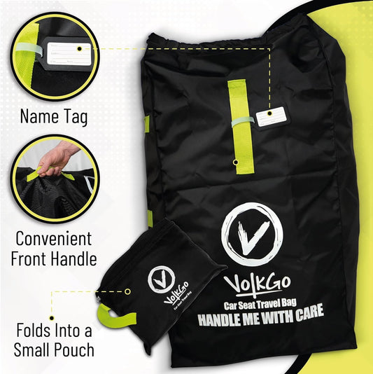 V VOLKGO Car Seat Travel Bag For Airplane with Padded Backpack Shoulder Straps, Gate Check Bag, Car Seat Bags for Air Travel Carseat Travel Cover, Carseat Travel Bag Cover for Airplane Travel