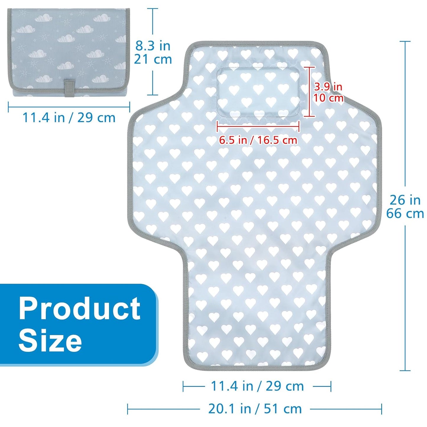 Accmor Portable Diaper Changing Pad, Waterproof Baby Changing Mat, Foldable Travel Diaper Changing Pads for Baby, Baby Essentials Shower Registry Gifts