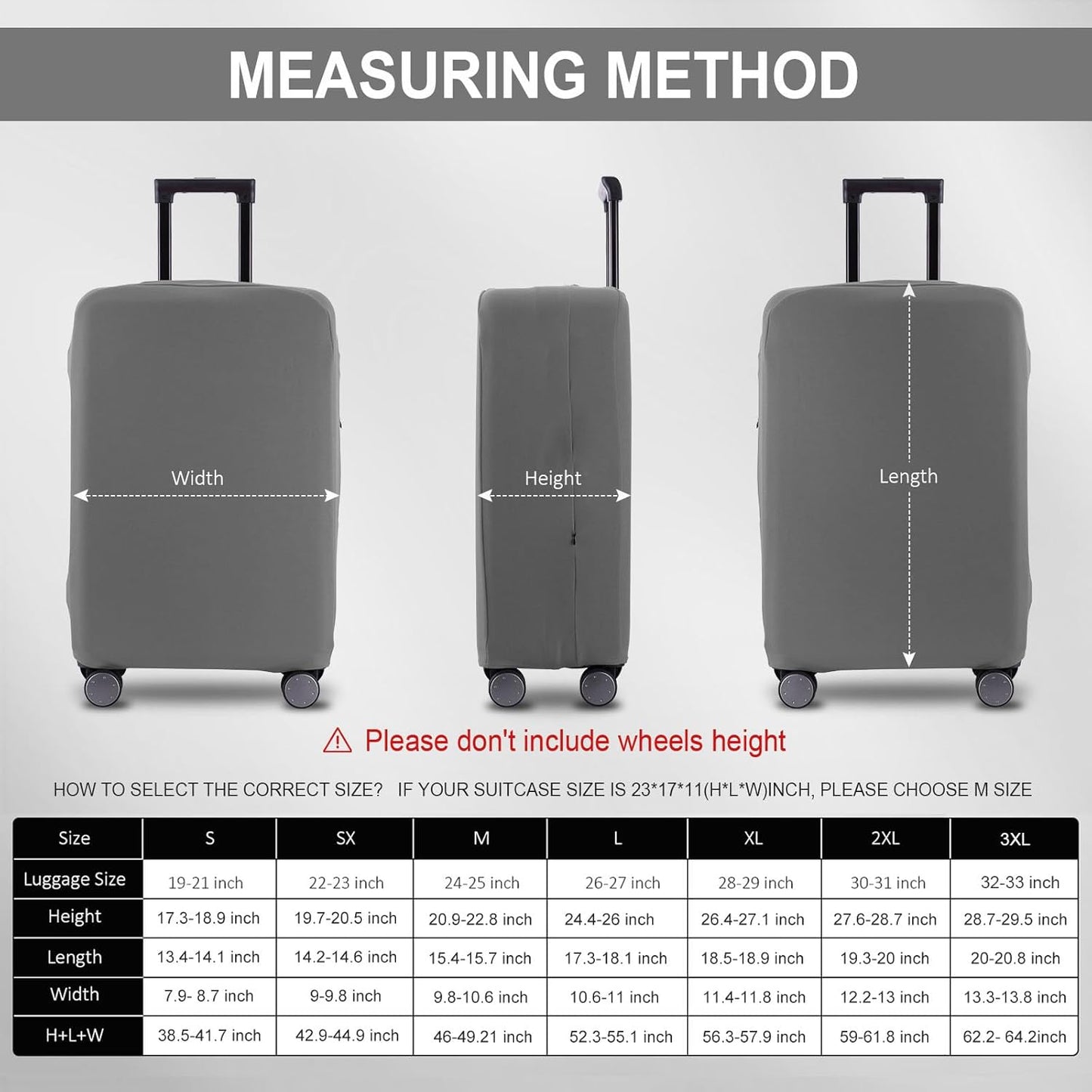 Travel Luggage Cover Suitcase Protector Scratch-Resistant Fit 19-31 Inch Suitcase, Not Included Suitcase (Slate Gray, S(19-21 inch))