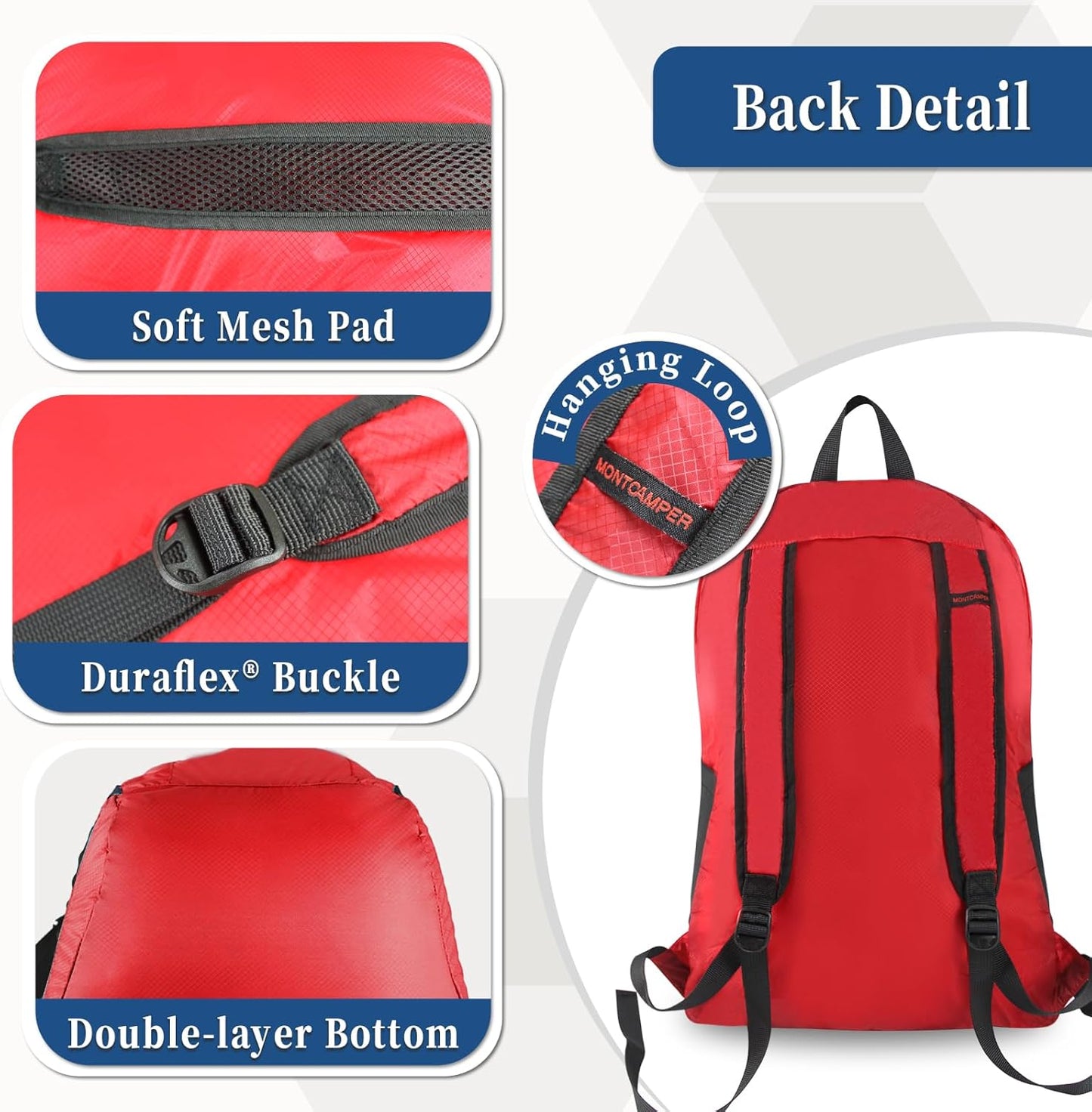 Hiking Daypack - Lightweight & Water-Resistant Portable Backpack for Travel, Camping, Outdoor Adventures(20L, red)