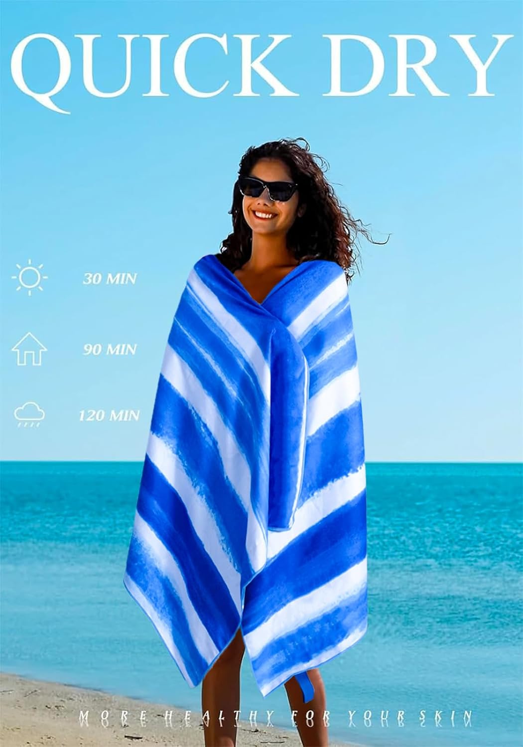 2 Pack Microfiber Lightweight Thin Beach Towel Sand Free Quick Dry Super Absorbent Large Towels for Swimming Pool Yoga Gym Travel Vacation Beach Accessories Essentials for Adults