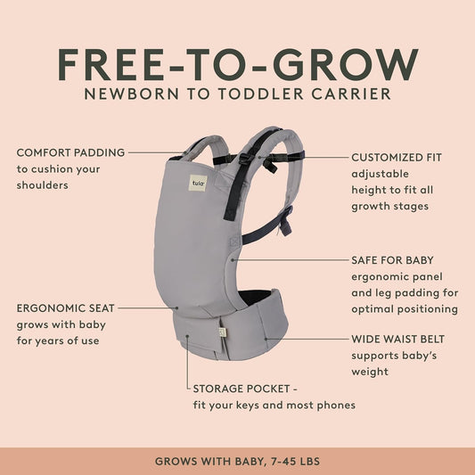 Baby Tula Cotton Free-to-Grow Baby Carrier - Adjustable, Comfortable, Newborn to Toddler Carrier - Ergonomic Fit for 7lbs to 45lbs - Back & Front Carry Options - Discover (Black/Stars)