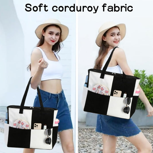 Waterproof Beach Tote Pool Bags for Women Ladies Extra Large Gym Tote Carry On Bag With Wet Compartment for Weekender Travel