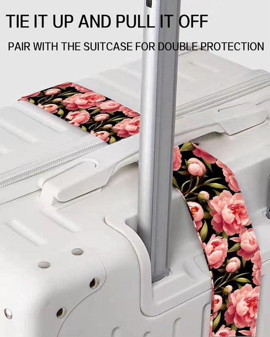 Luggage Straps for Suitcases, Adjustable Travel Belt, Durable Wide Luggage Strap, Cute Suitcase Strap Identifiers with Buckle, Bag Straps for Luggage, Luxury Red Flowers