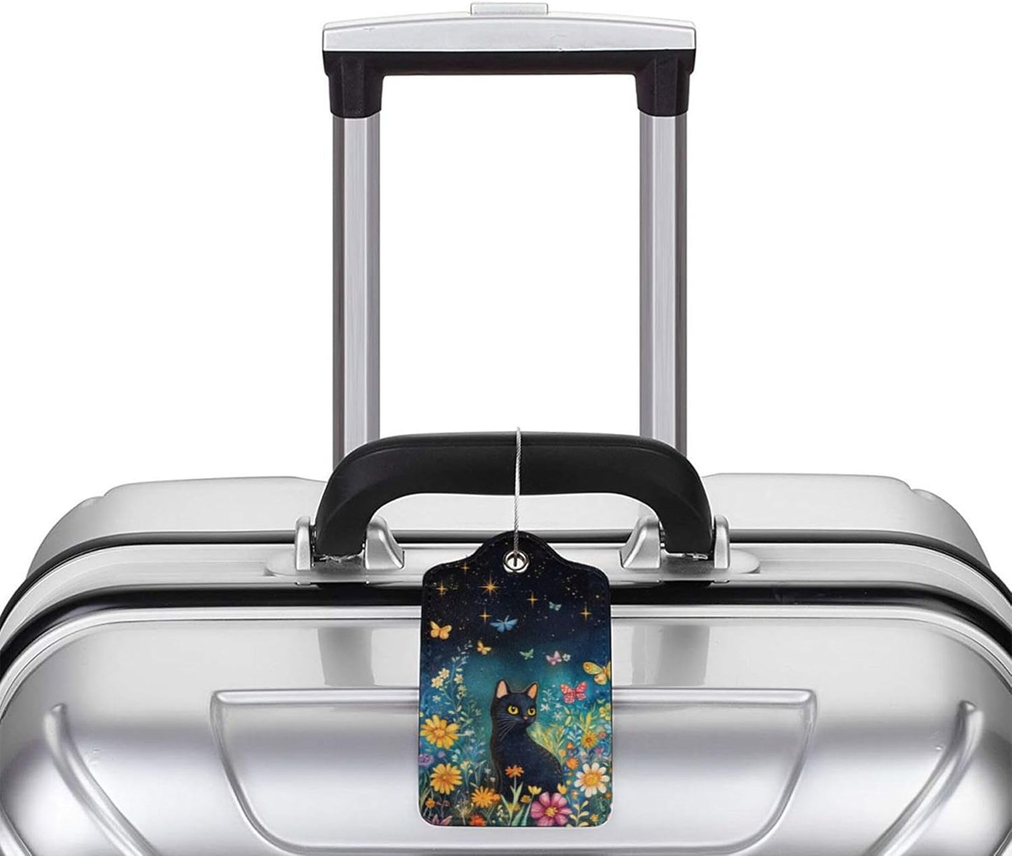 2 Pack Luggage Tag for Suitcase, Cute Unique Leather Suitcase Tags Identifiers with Privacy Name Address Labels & Durable Steel Loop for Women Men Travel