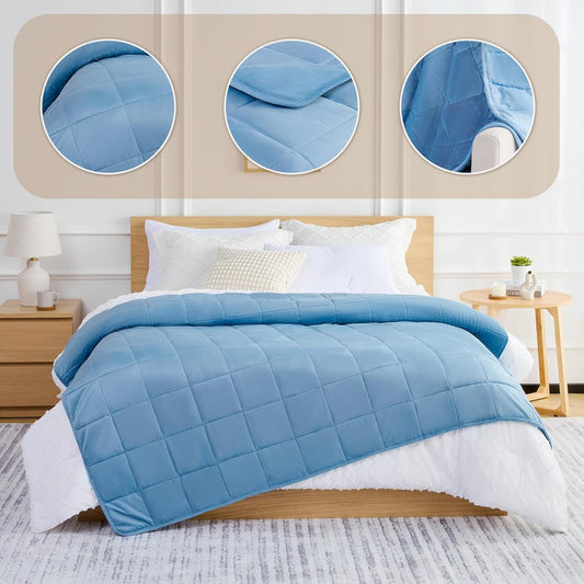 L'AGRATY Weighted Blanket - 60"x80" 15lbs Soft Breathable Heavy Blanket Minky Material with Glass Beads for Adult All-Season Summer Fall Winter Soft Thick Comfort