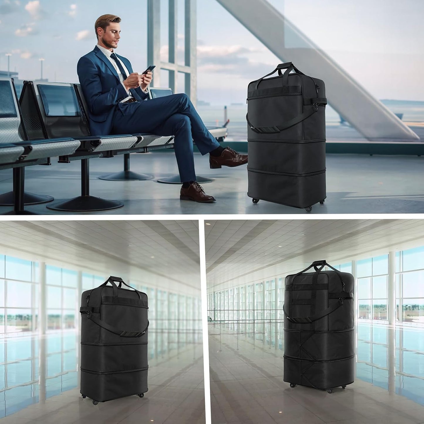 Suitcases with Wheels, Expandable Foldable Luggage Bag