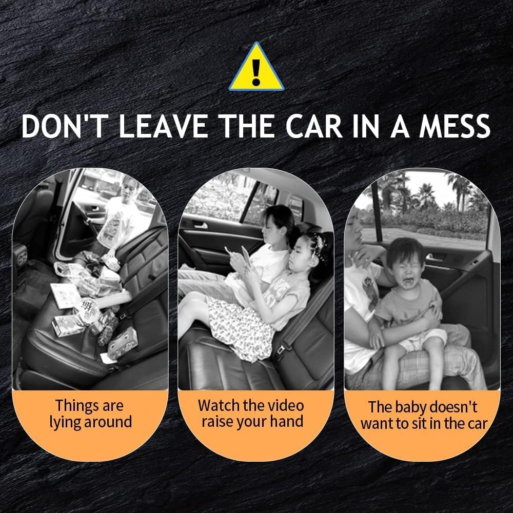 2PACK Leather Car Backseat Organizer with Tablet Holder - 9 Large Storage Pockets, Foldable Food Tray & Anti-Scratch Kick Mats - Universal Car Seat Protector for Kids, Pets & Travel Accessories