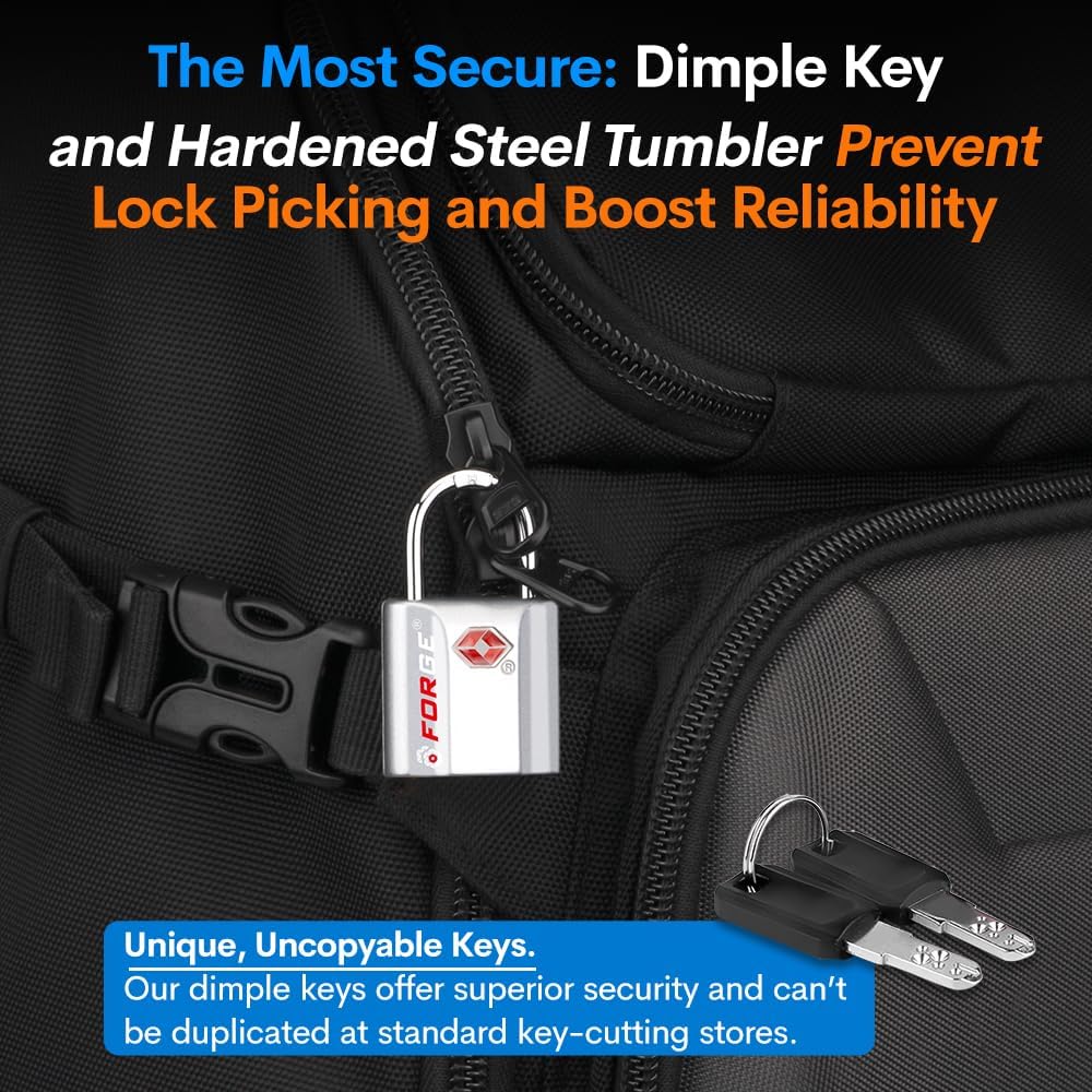 TSA Approved Luggage Locks, Ultra-Secure Dimple Key Travel Locks with Zinc Alloy Body