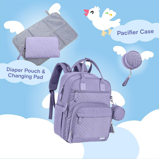 iniuniu Diaper Bag Backpack, 4 in 1 kit Large Unisex Baby Bags for Boys Girls, Waterproof Travel Back Pack with Diaper Pouch