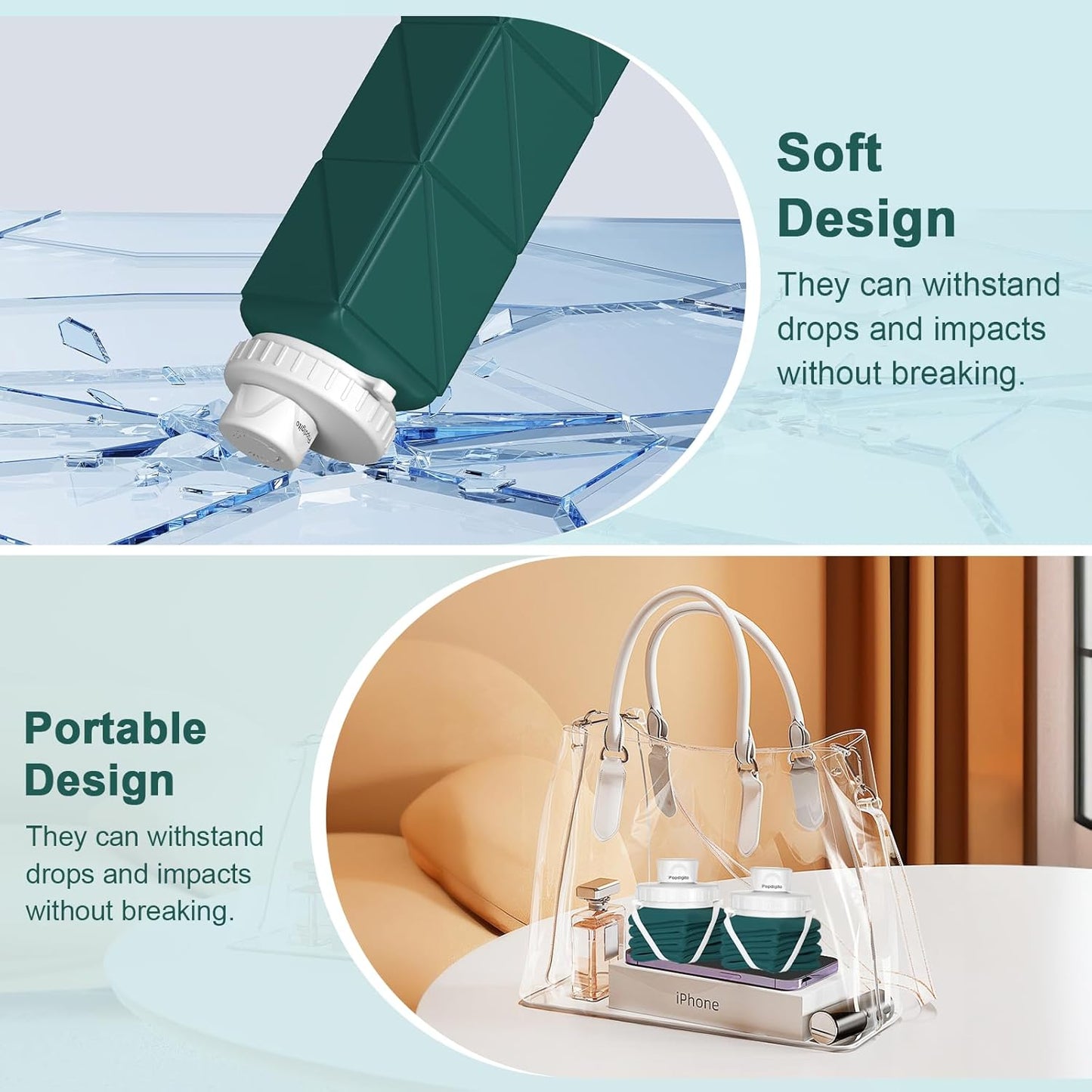 3 pack Collapsible Water Bottles,Silicone Foldable Portable Water Bottle 20.6oz, Lightweight Reusable Leakproof for Travel Hiking Camping Cycling Workouts Yoga Fitness Indoor Outdoor Sports