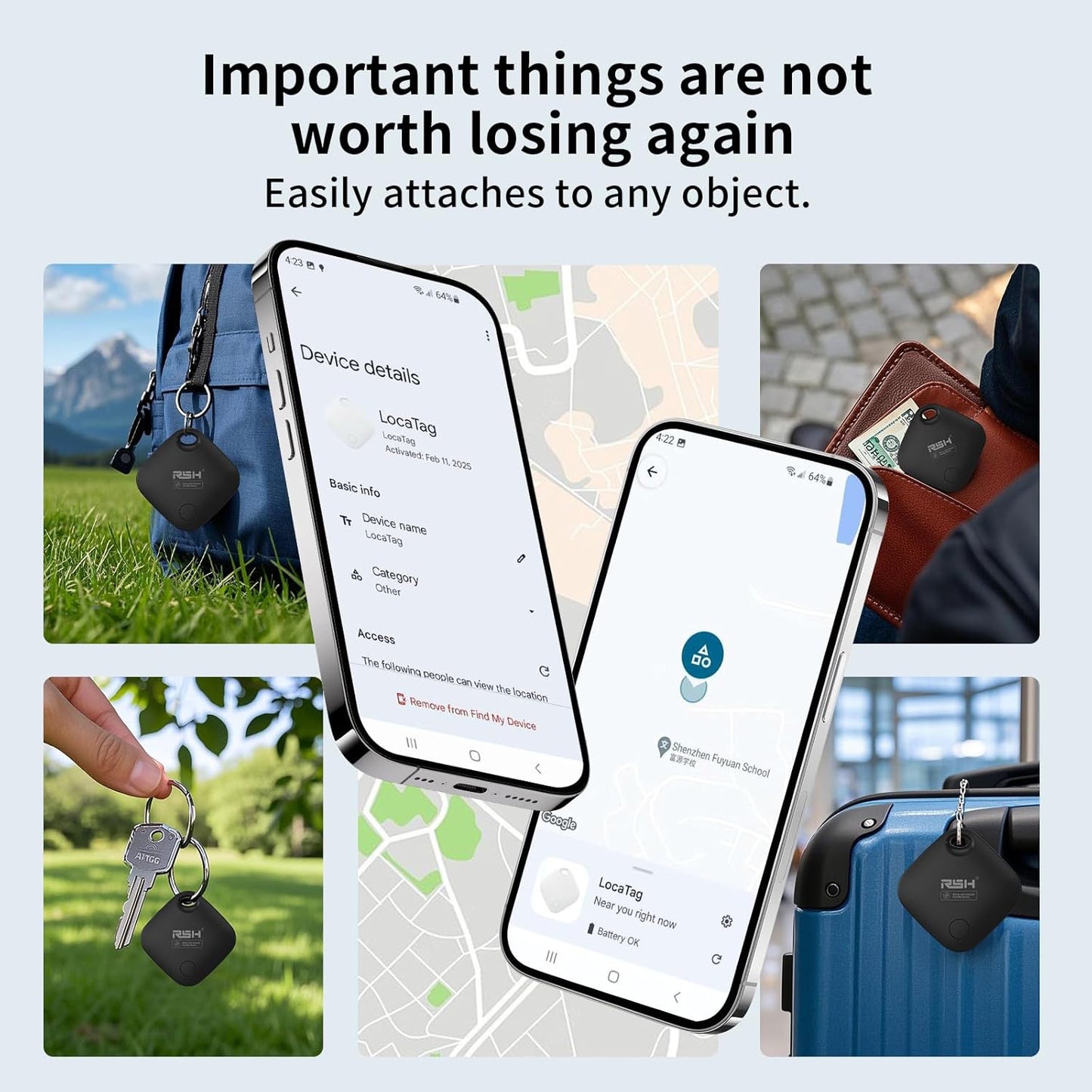 Air Tracker Tag for Android 4 Pack Luggage Tracker Tags Works with Google Find Hub App(Not for iOS) Bluetooth Tracker Key Finder and Item Locator for Luggage, Backpack, Suitcases, Replaceable Battery