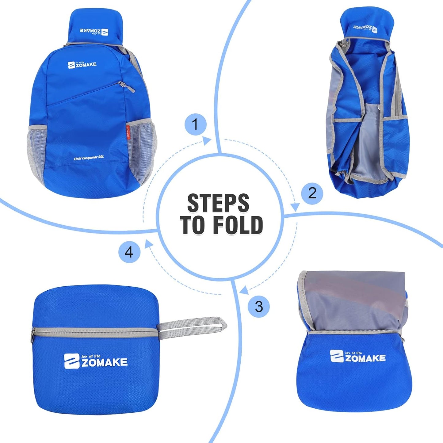 ZOMAKE Lightweight Packable Backpack 20L, Foldable Backpacks Small Daypack for Hiking Water Resistant Day Bag for Travel