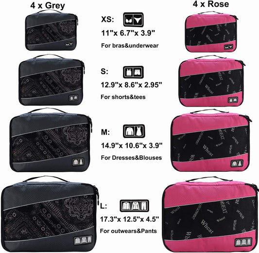 Packing Cubes Luggage Bags Organizer Durable Travel Accessories With Clothing Label