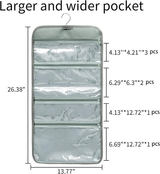 Foldable Clear Hanging Travel Toiletry Bag Cosmetic Organiser Storage