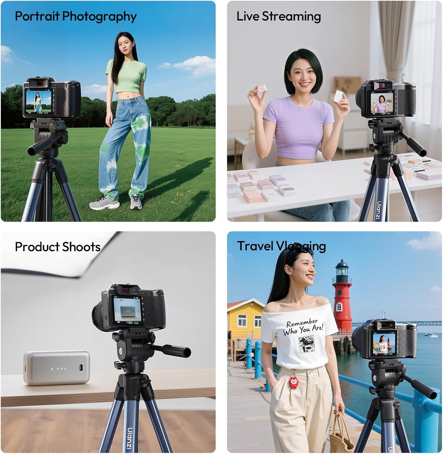 ULANZI TT39 Travel Tripod with Fluid Head, Lightweight Camera Stand for DSLR and Phone, Compact 61'' Tripod Mount with Phone Clip for Outdoor Vlogging and On-The-Go Shooting