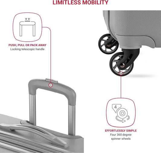 SwissGear 7366 Hardside Expandable Luggage with Spinner Wheels, Grey, 2-Piece Set (19/27)