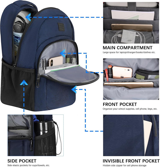 LARIPOP Travel Laptop Backpack,15.6 Inch Business Laptop backpack for Men Women with USB Charging Port,Water-Resistant Laptopack Weekender Daypack for Work College Computer