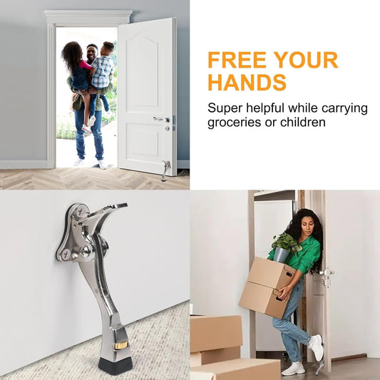 12 Packs Heavy Duty Kickdown Door Stopper, One Touch Adjustable Kickdown Door Stop for Heavy Doors, 4 in Metal Door Kickstand with Rubber Tip & Wall Protectors for Wide Doors