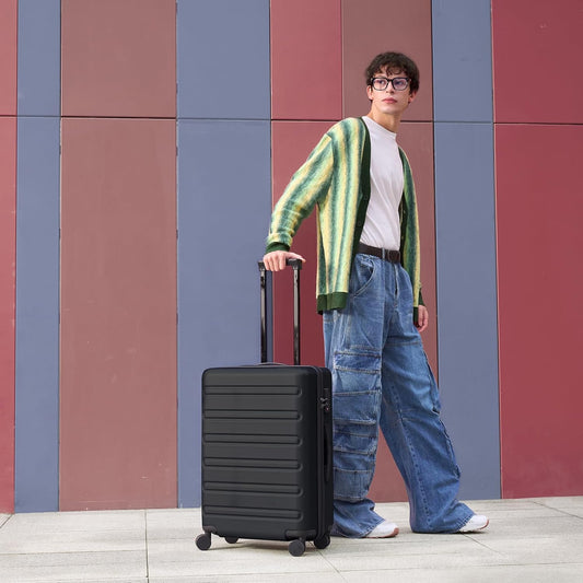 Carry on Luggage 22 X 14 X 9 Airline Approved, 20 Inch Luggage for 3-5 Days Travel, Double Spinner Wheels, 100% Hardshell PC, TSA Lock (09-Black, Carry-On 20-Inch)