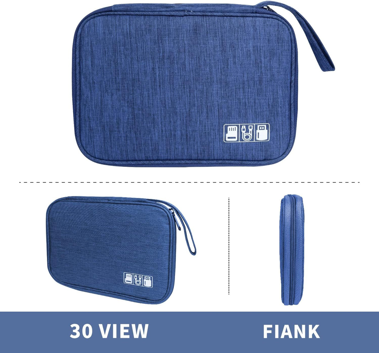 Electronics Travel Organizer,Portable Waterproof Electronic Travel Storage Bag for Small Charging Cord Storage,Charger,Small Electronics,SD Card etc,for Travel,Business -Navy Blue