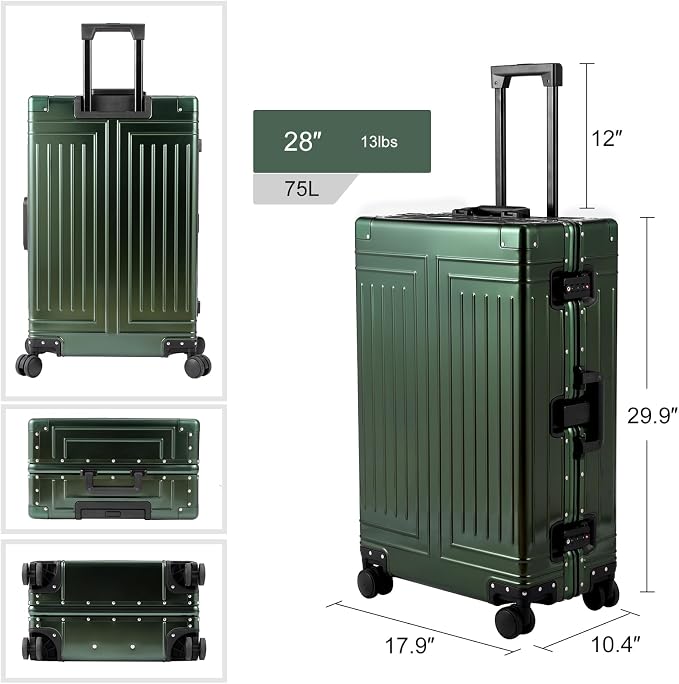 All Aluminum Magnesium Carry On Luggage,Cut from Whole Aluminum Sheet,22x14x9 - Image 6