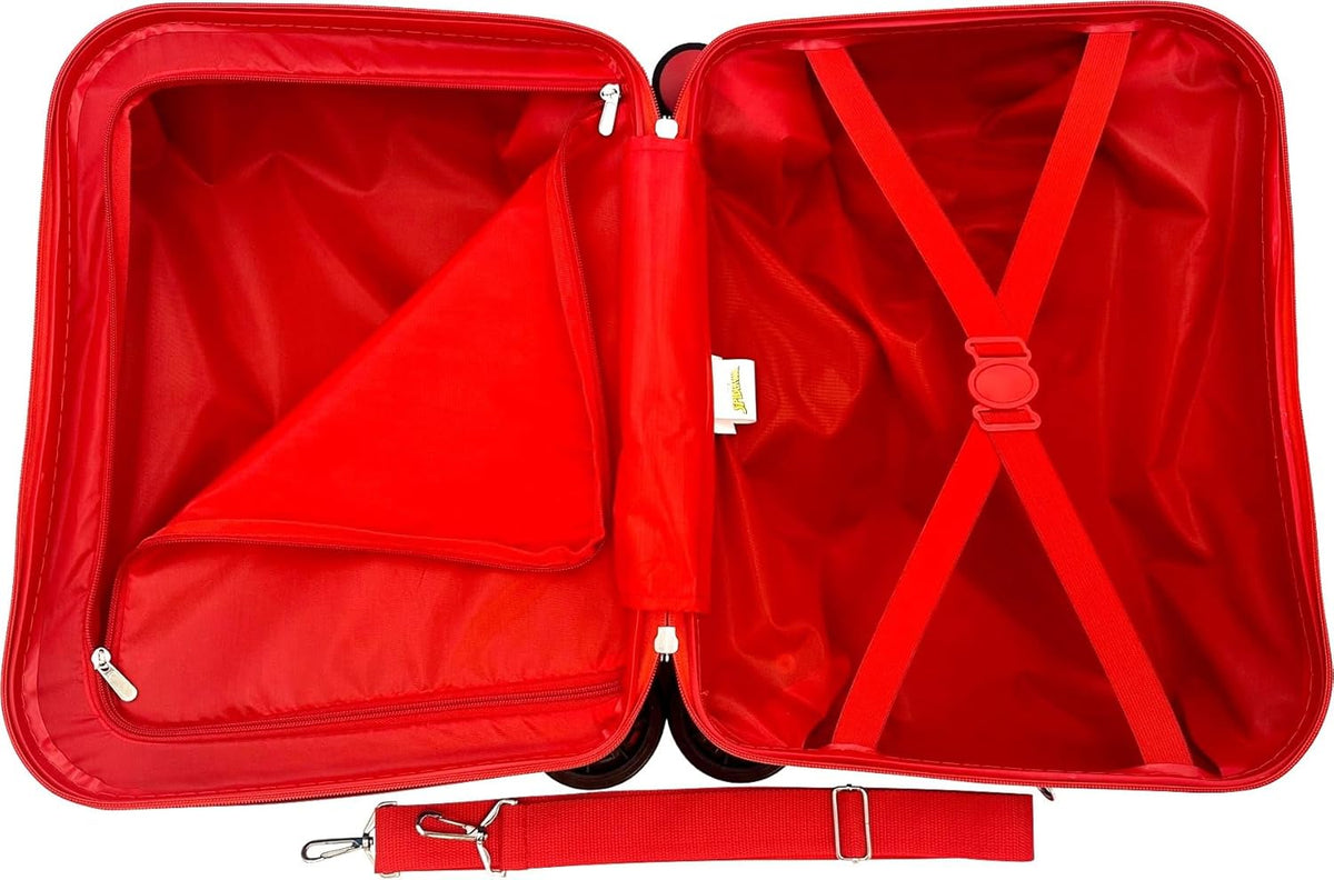Fast Forward Ride-On 18"" Suitcase For Kids/Tow-Along Toddler Carry-On Luggage With Wheels (Spidey And Friends), Large