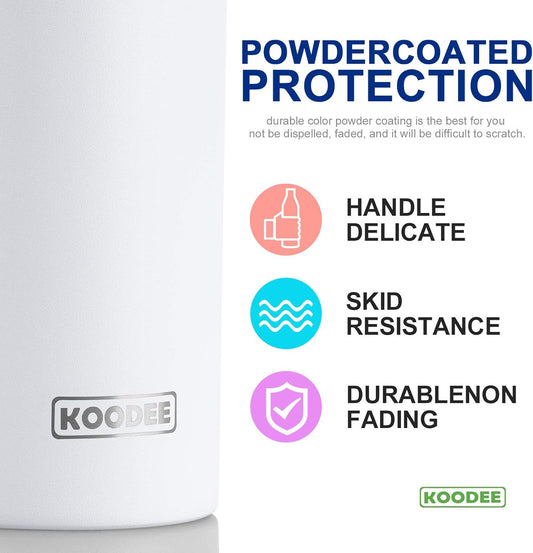 koodee 20 oz Skinny Tumblers (4 Pack) Stainless Steel Insulated Tumbler with Lids, Straws and Straw Brushes(Teal/Pink/Black/White)