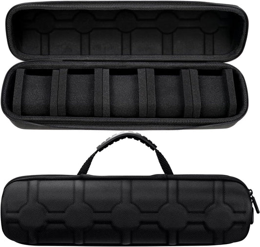 Juntan 5 Slots Hard Watch Travel Case, Portable Nylon Zipper Storage Organizer Box for Men Women with Soft Compressible Foam Pillow Black