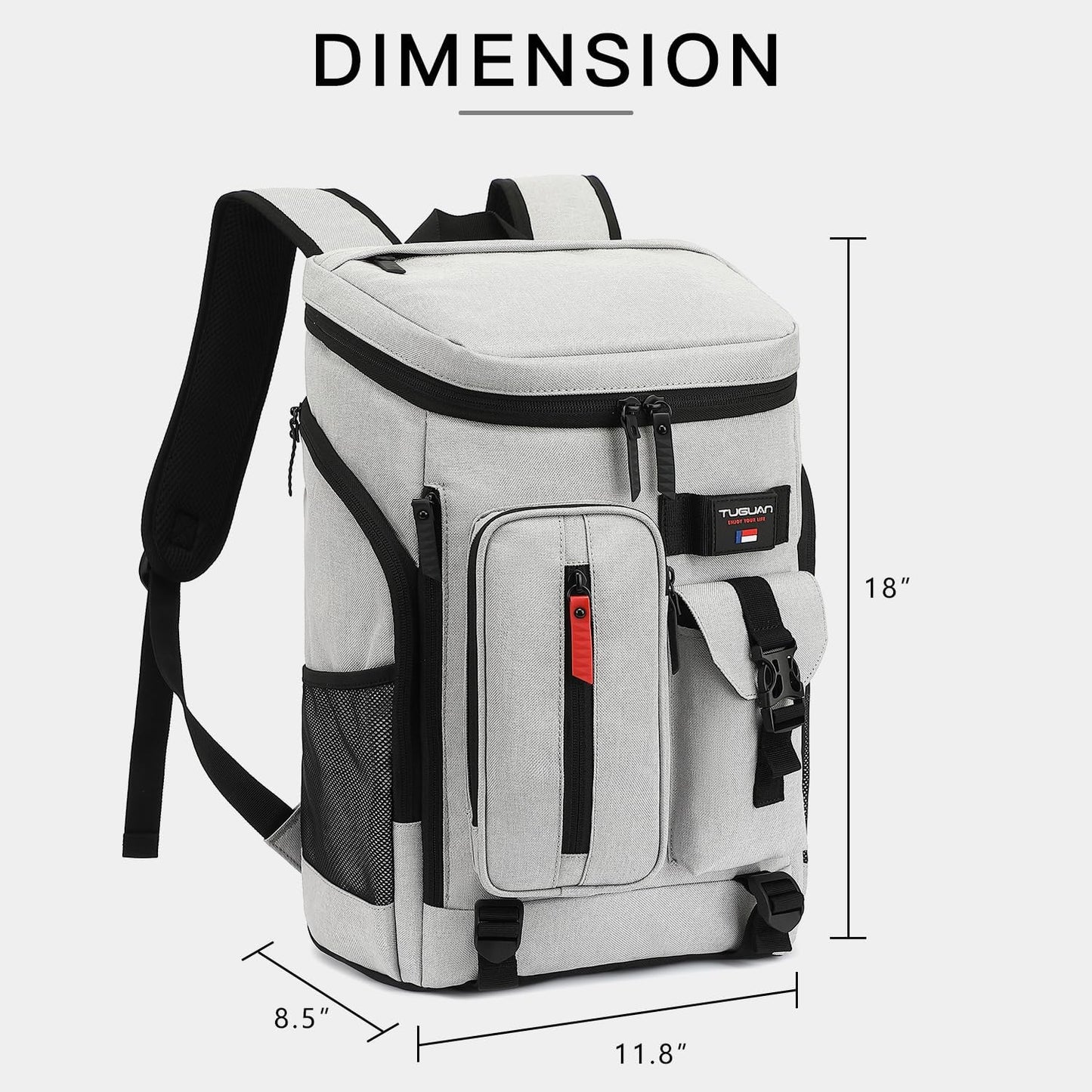 TUGUAN Cooler Backpack 36 Cans Insulated Leak Proof Lightweight Lunch Backpack for Men Work Portable Travel Thermal Bag Compartment Camping Hiking Beach Pincnic Cooler for Women