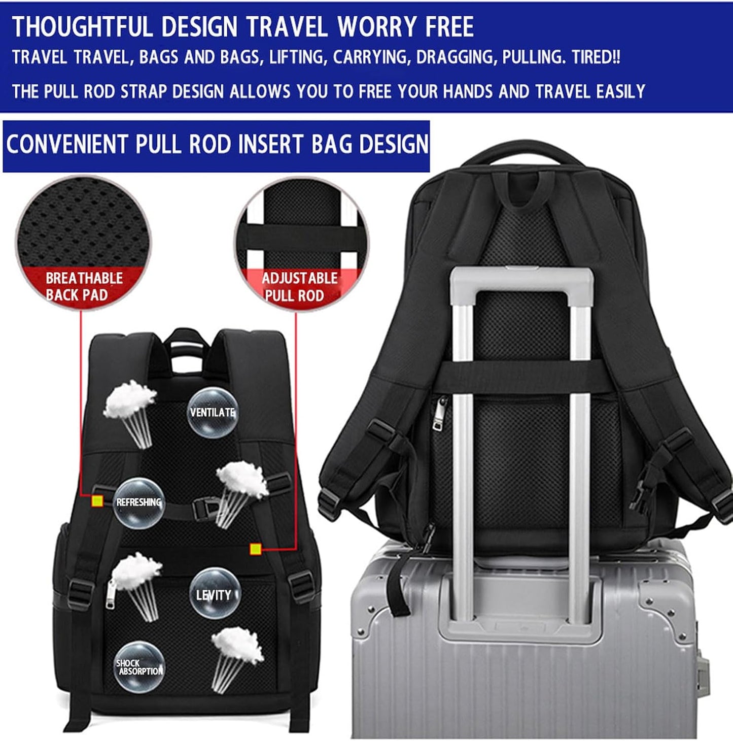 Professional Business Backpack for Men,15.6inch Laptop Compartment with Anti-Theft Zipper,Waterproof Travel Backpack for Office&Commute,Multiple Layers,Comfortable Carrying.